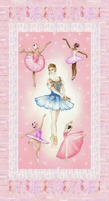 Prima Ballerina Dancers Ballet 24  X 44  Panel 2751P Pink Durable Cotton Fabric • $8.99