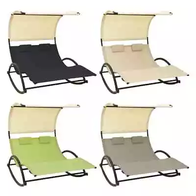 Double Sun Lounger With Canopy Double Lounger Daybed Multi Colours VidaXL • £165.99