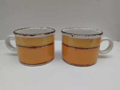 Vintage Retro  2 Stoneware Cups Mid Winter Design Made In England • $14