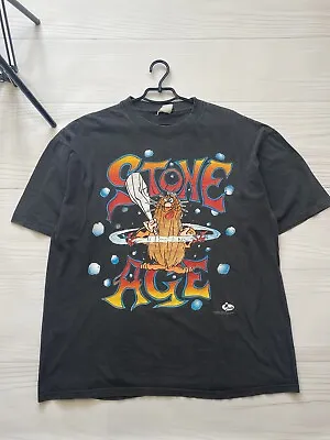 Vintage Movie Cartoon Stone Age 1994 T Shirt XL-XXL Dark Grey Color • $75