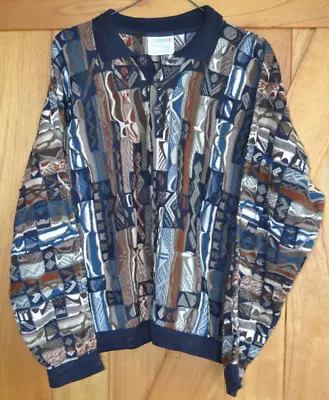 Coogi Authentic Sweater 1/4 Button Down Men's L Mercerized Cotton Vtg 90s • $91.08