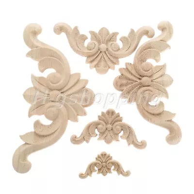 $3.55 • Buy 4-12cm Oak Wood Carved Corner Onlay Applique Decal For Wall Door Furniture Decor