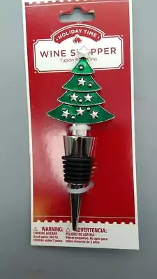 New Holiday Time Wine Stopper - Christmas Tree Rubber Green Collectible Bar F/S • £9.59