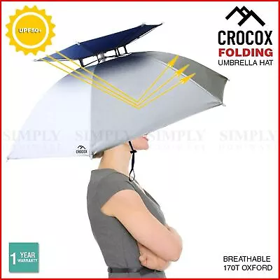 Crocox Fishing Umbrella Hat Folding Outdoor Golf Camping Headwear UV Mens Wide • $23.99