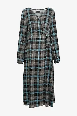 £14.99 • Buy NEXT Maternity Black Check Midi Wrap Dress Size 16 BNWT RRP £36 Party Work 