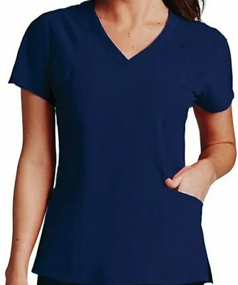 $15.99 • Buy Barco One Scrub Top V-Neck Princess Perforated Women's Top 4 Pkt Black Plus Size
