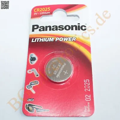2 X CR2025 Lithium Power Battery 20mm 2.5mm 3V  Panasonic Knopfzelle 2pcs • £13.09