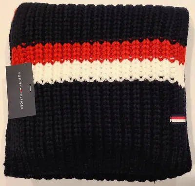 Tommy Hilfiger Men's Chunky Knit Stripes Scarf Navy Combo 72  X 9  New MSRP$60 • $14.95