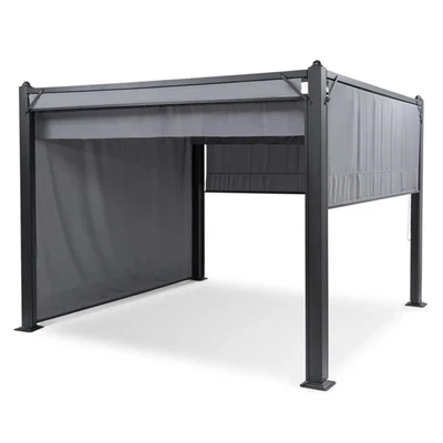 $1579 • Buy Blumfeldt 3x3m Aluminum Retractable Wall Outdoor Marquee Gazebo Shade Grey