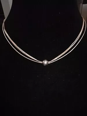 925 Sterling Silver Multi Strand Snake Chain Bead Necklace 16  11g CLEAN • $14.99