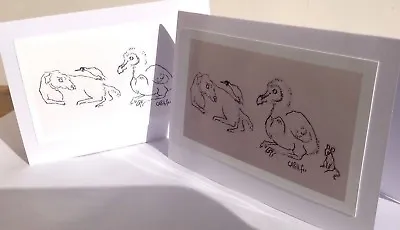 Original Designs Printed Dog Dodo Bird  Art Greetings CARDS X 2  • £4.30