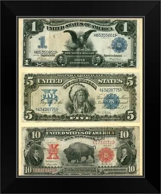 Antique Currency VI Black Framed Wall Art Print Money Home Decor • $54.99