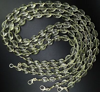 Natural Gem Prasiolite 9 To 11 Mm Size Faceted Oval Nugget Beads Necklace 18.5  • $23.20