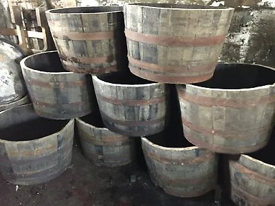 Cheapest Oak Whiskey Barrel Planter Flower Pot Quality - Wooden Half Whisky • £37.99