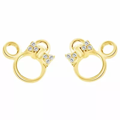 1Ct Lab Created Diamond Minnie Mouse Children's Earrings 14k Yellow Gold Finish • $67.64