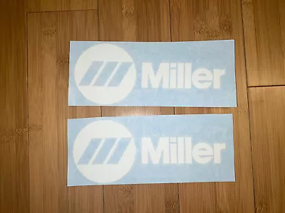 MILLER WELDER 8” WIDE  (set Of 2) Replacement DECAL STICKER WHITE VINYL USA • $9.50