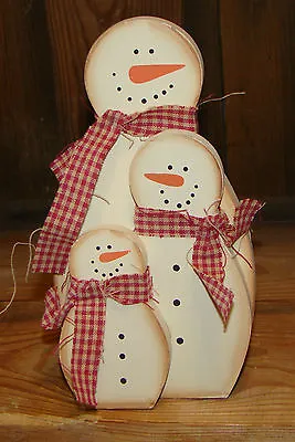 Country Wood Stacked Snowman Family Great Holiday Christmas Décor • $3.99