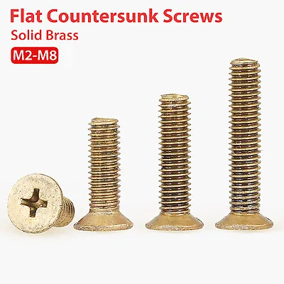 M2 To M8 Solid Brass Flat Countersunk Head Phillips Screws Machine Screws • £1.50