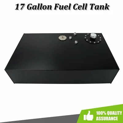 Black 17 Gallon Street Rod Aluminum Fuel Cell Gas Tank W/ Cap & Level Sender 64L • $113.29