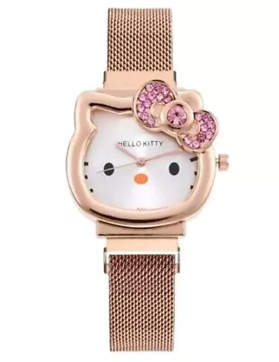 Hello Kitty Watch Pink Rhinestone Bow (Gold Tone) • $10.99