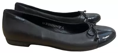 Mephisto Shoes Womens 8.5 Gray Black Ballet Flats Leather Patent Cap Toe Comfort • $39.99