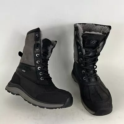 UGG Adirondack III Winter Snow Boots Women's 7.5 Black Lace Up Waterproof • $79