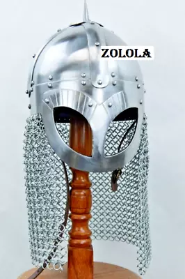 Medeval Viking Roman Spectacle Helmet With Chainmail Curtain Armor Battle Helmet • $120