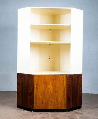 Mid Century Danish Modern Corner Cabinet Unit Brazilian Rosewood White Shelves • $849.13