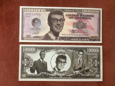 Two Buddy Holly One Million Dollars Doublesided Novelty Banknotes. • £1.95