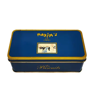 Vintage Maxim's De Paris Cookies Advertising Hinged Tin Box • $14.90
