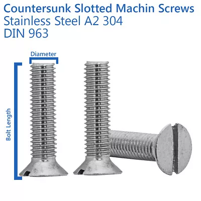 M5 M6 M8 M10 Countersunk Slotted Screws Machine Screws Stainless - Din 963 • £59.59