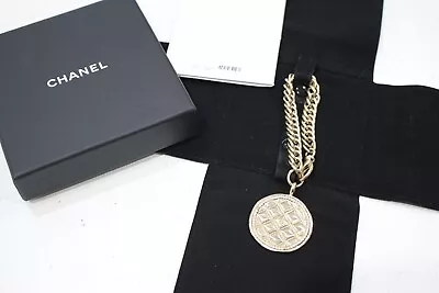 Chanel Single Quilted Medallion CC Charm Bracelet Metal Gold *with Receipt* • $749