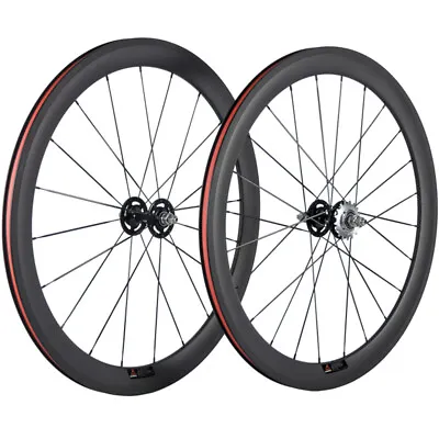 Fixed Gear Carbon Wheels 50mm Clincher Track Bike 700C Bicycle Wheelset 17T • $315.09