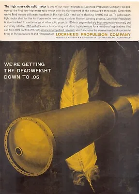 Lockheed Propulsion Company Redland CA High Mass-Ratio Solid Motor Vtg Print Ad • $20.80
