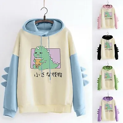 £25.19 • Buy Women Girl Dinosaur Hoodie Sweatshirt Pullover Top Japanese Mori Harajuku Cute