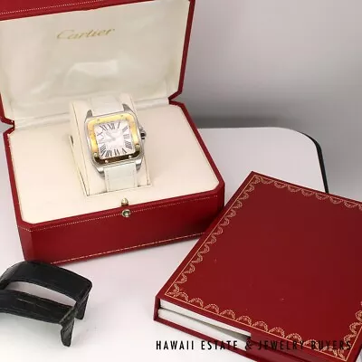 Cartier Santos XL Two Toned Automatic Leather Strap Watch W/ Box & Papers • $5500