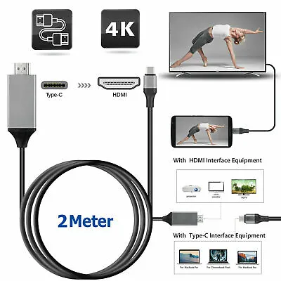 USB-C Type C To 4K HDMI HDTV Adapter Cable For Samsung Galaxy HTC Huawei Macbook • £9.40