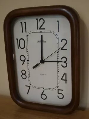 Vintage Sunbeam Oak Frame Quartz Wall Clock 12  X 9  • $19.95