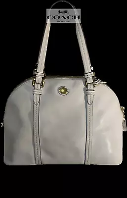 Must Have!  COACH  Peyton Leather Cora Domed Satchel Cross Body Bag Purse White • $61.23