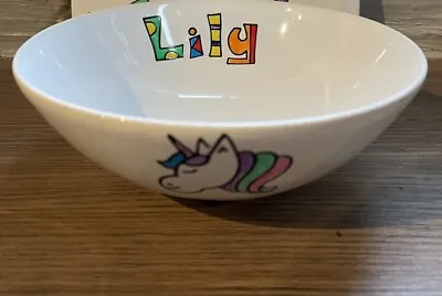 Hand Painted Personalised Unicorn Cereal Bowl Custom Any Name • £10