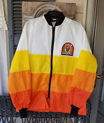 Vtg ARMOR ALL Nylon Jacket Coat NASCAR  Candy Corn  SWINGSTER Large Race 70s USA • $9.99