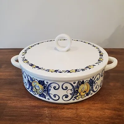 Villeroy & Boch Cadiz 8 Inch  Round Covered Vegetable Serving Dish White Blue • $40