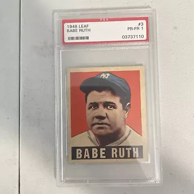 1948 Leaf #3 Babe Ruth Yankees HOF PSA 1 - PR-FR • $3750