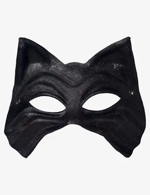 Venetian Mask Black Leather Male Cat Made In Venice Italy! • $38.99