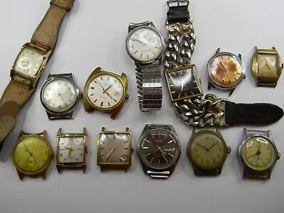 13 Vintage Mens Watch Lot - Elgin Waltham Seiko Benrus - 7 Running - Repair • $145