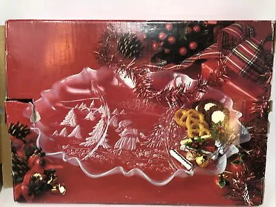 New In Box Mikasa Crystal Christmas Story Divided Dish Platter 17 1/4  SA 600 • $19.95