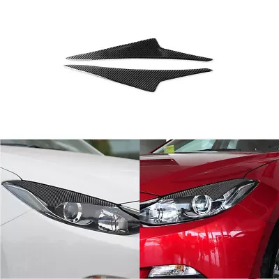 For Mazda 3 Axela 2014-2016 Headlight Eyelid Eyebrow Cover Carbon Fiber Sticker • $31.48