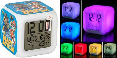 Paw Patrol Colour Changing Digital Alarm Clock Calendar Childrens Kids Toys Blue • £7.89