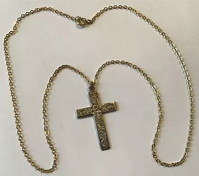 Vintage 12k Gold Filled Cross Pendant Necklace Wa8 • $35