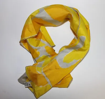 Vintage Vera 100% Silk Yellow Grey Abstract Print Scarf 22  Square Serged Border • $19.99